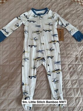 9m. Little Stitch Bamboo Footie Sleeper NWT